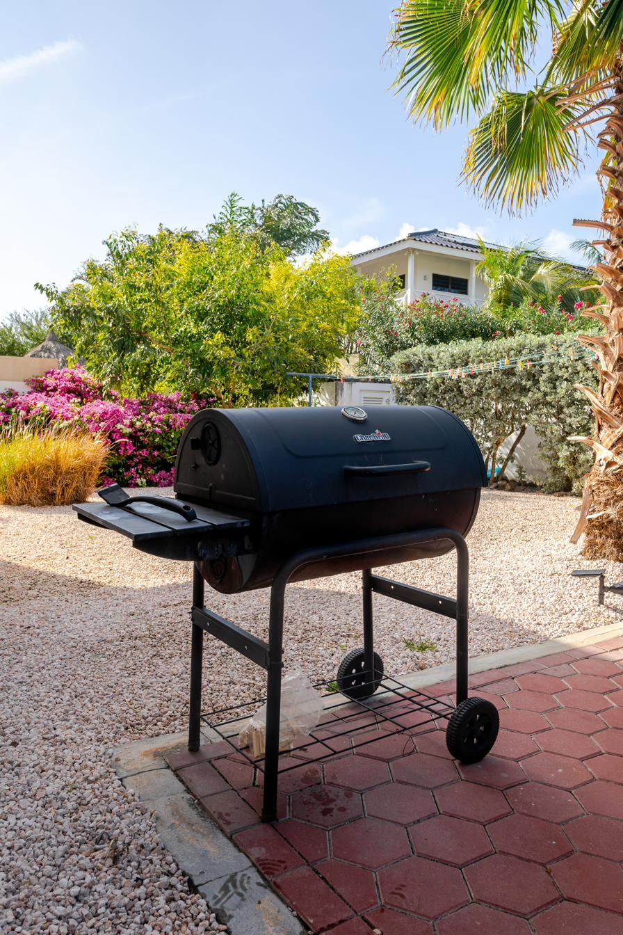 Charcoal barbecue in the tropical garden